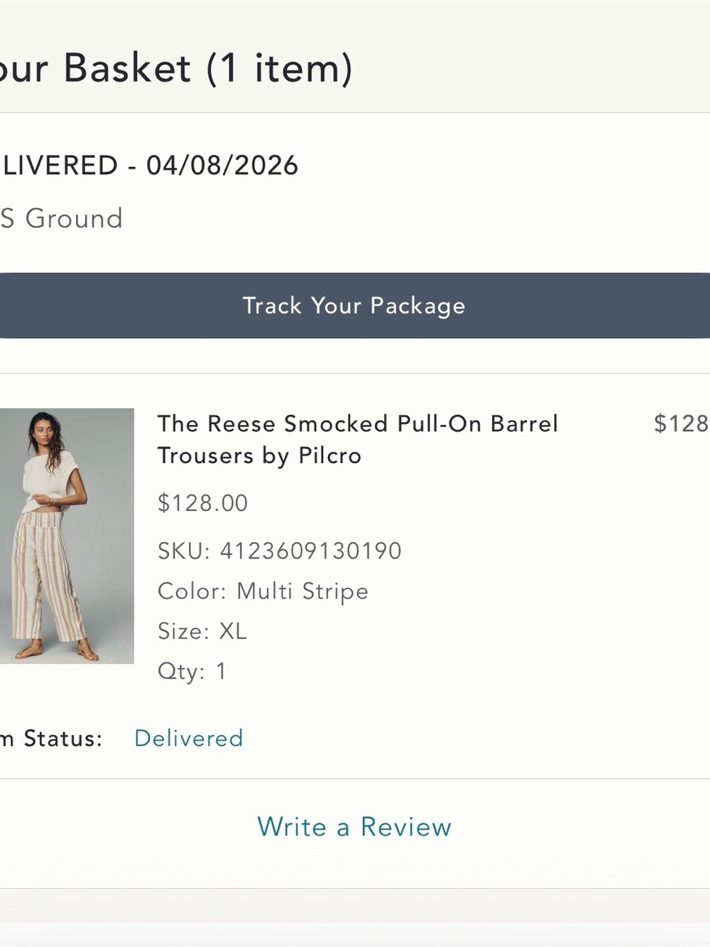 Anthropologie, “The Reese” Pilcro striped barrel pants. New without tags.
